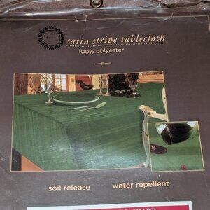 NEW Trim A Home Satin Stripe Soil Release Water Repellent 60"x102" Tablecloth